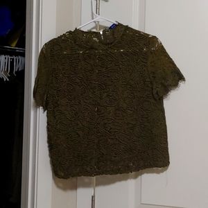 Zara green lace top worn once